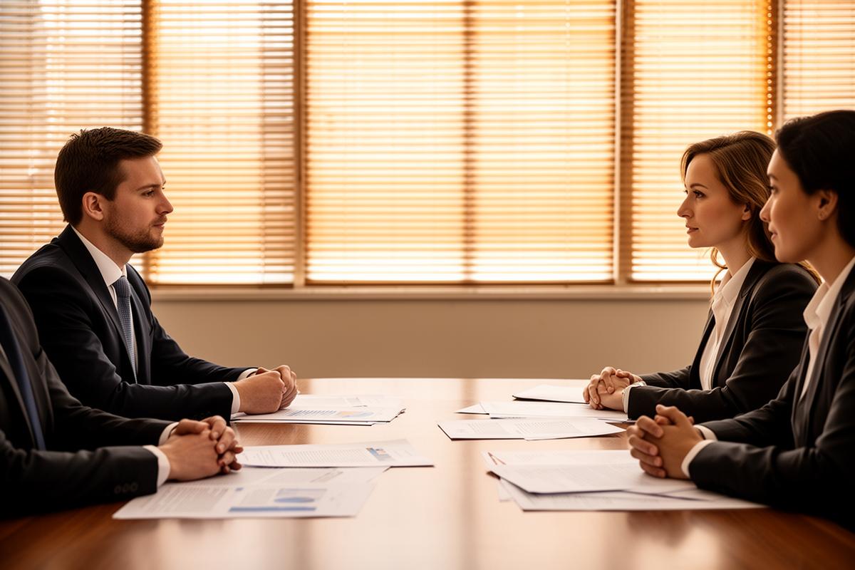 Business negotiation between buyer and seller in a professional setting