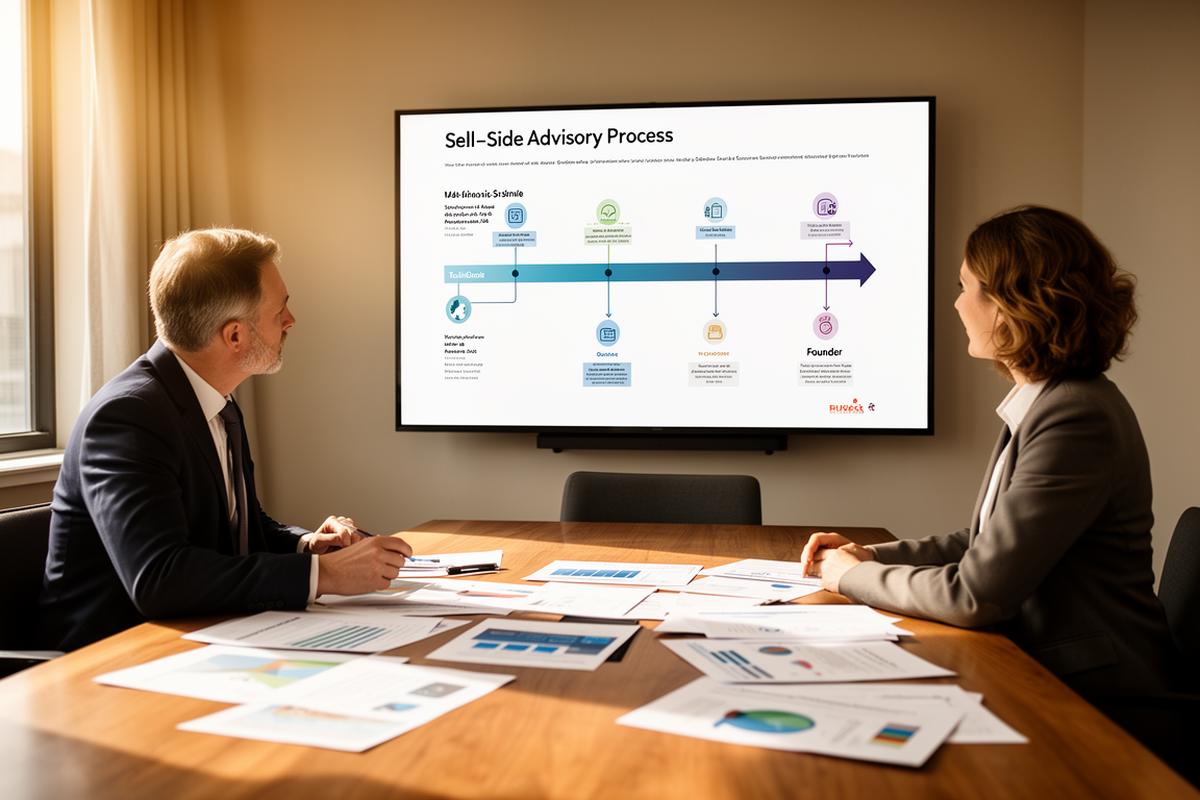 Sell side advisory process being explained to a UK SME founder