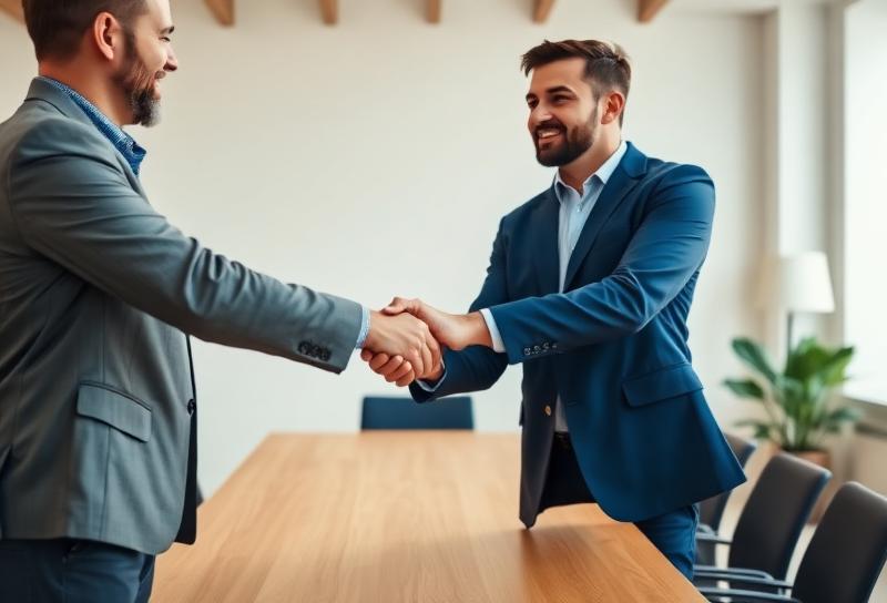 Business founder and strategic partner discussing a two stage exit strategy